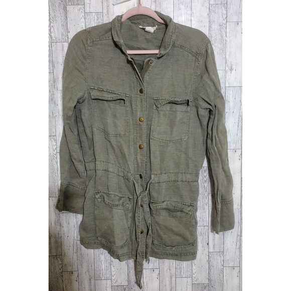 C&C California Jackets & Blazers - C&C California Linen Blend Cargo Jacket Full Zip Pockets Size Medium